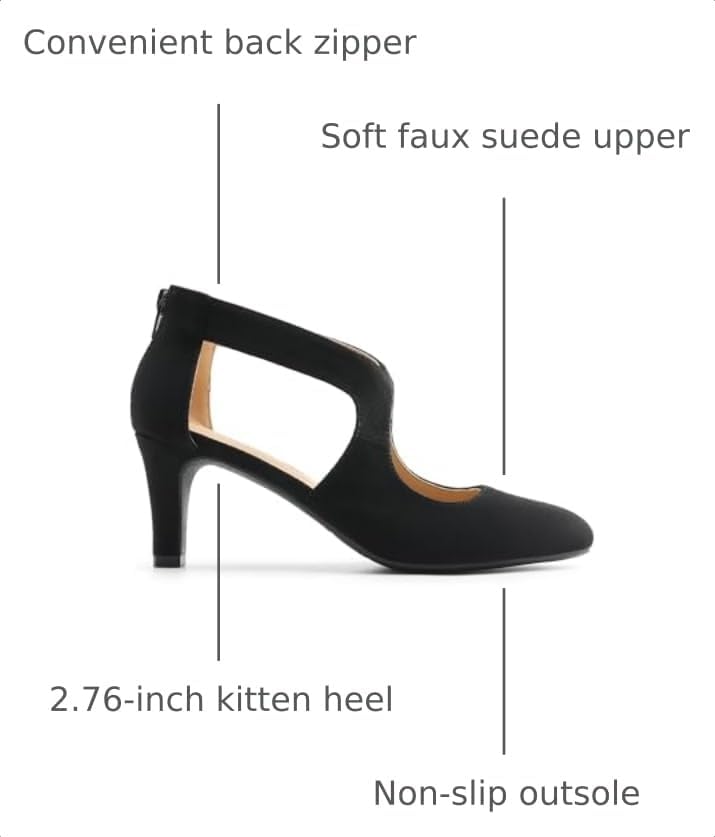 DREAM PAIRS Women's Pumps Closed Pointed Toe Kitten Heels