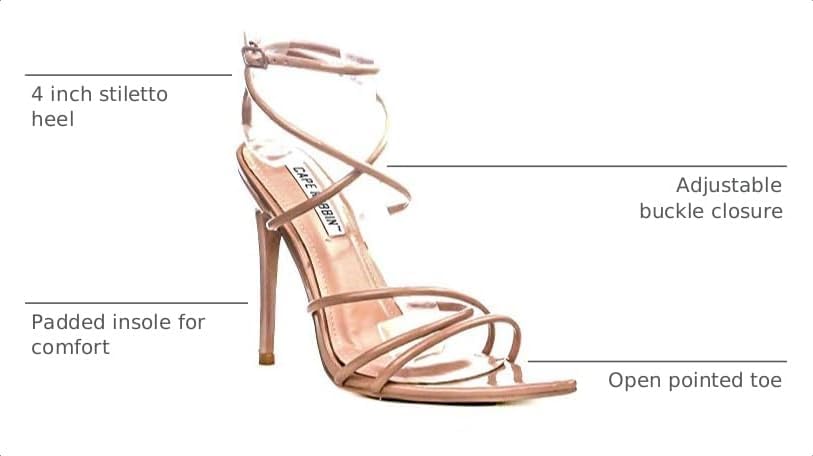 Cape Robbin Women's Strappy Pointy Open Toe Ankle Strap Stiletto Sandal-Ada