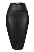 Faux Leather Skirts for Women High Waisted Leather Bodycon Pencil Skirt