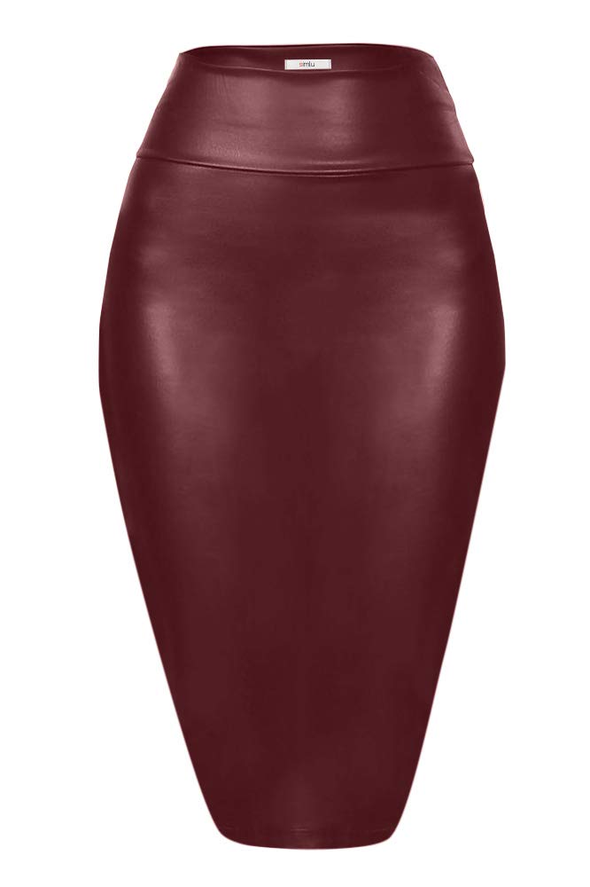 Faux Leather Skirts for Women High Waisted Leather Bodycon Pencil Skirt