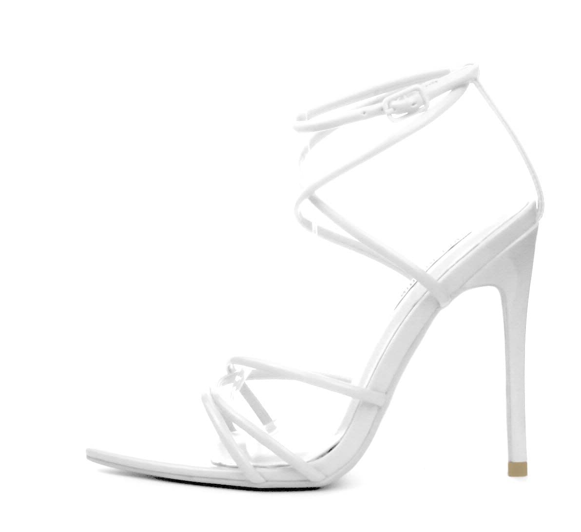 Cape Robbin Women's Strappy Pointy Open Toe Ankle Strap Stiletto Sandal-Ada