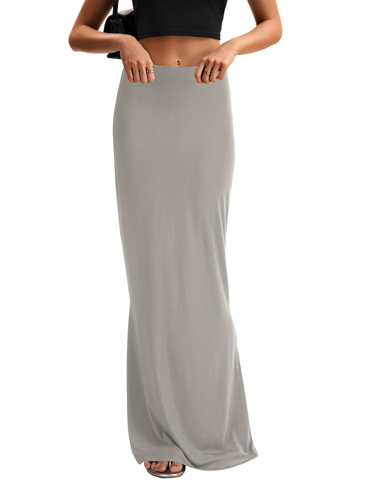 KIFOVEN Women's High Waist Elastic Flare Sexy Bodycon Basic Slim Maxi Skirt