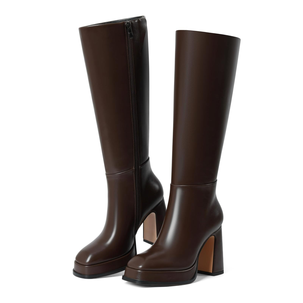 EQAUDES Platform Knee High Boots For Women Tall Fall Chunky Heel Boot