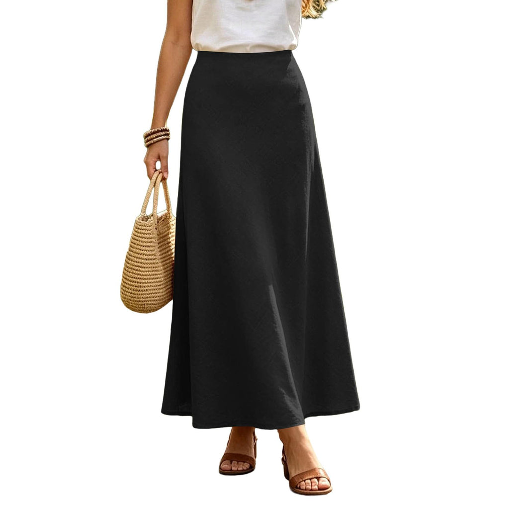 Women's Linen Maxi Skirt High Waisted Long Skirts for Women