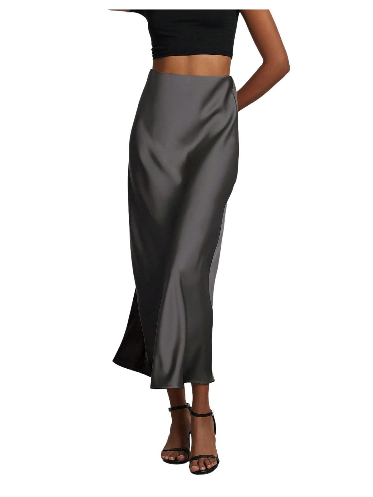 SHENHE Women's Satin Maxi High Waisted A Line Fishtail Skirt