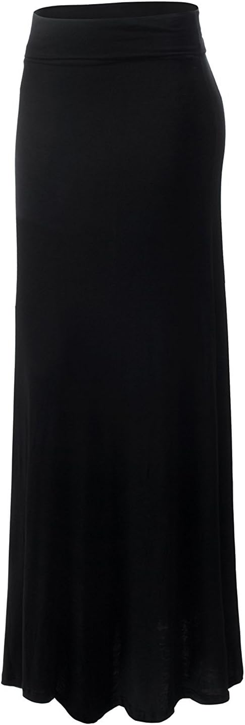 URBAN K Womens Basic Foldable High Waist Regular and Plus Size Maxi Skirts