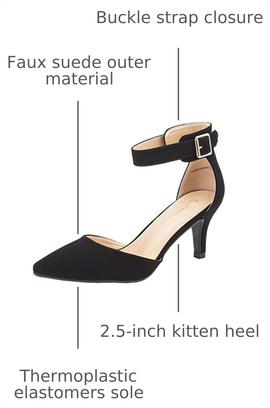 DREAM PAIRS Women's Kitten Heels Ankle Strap Pumps