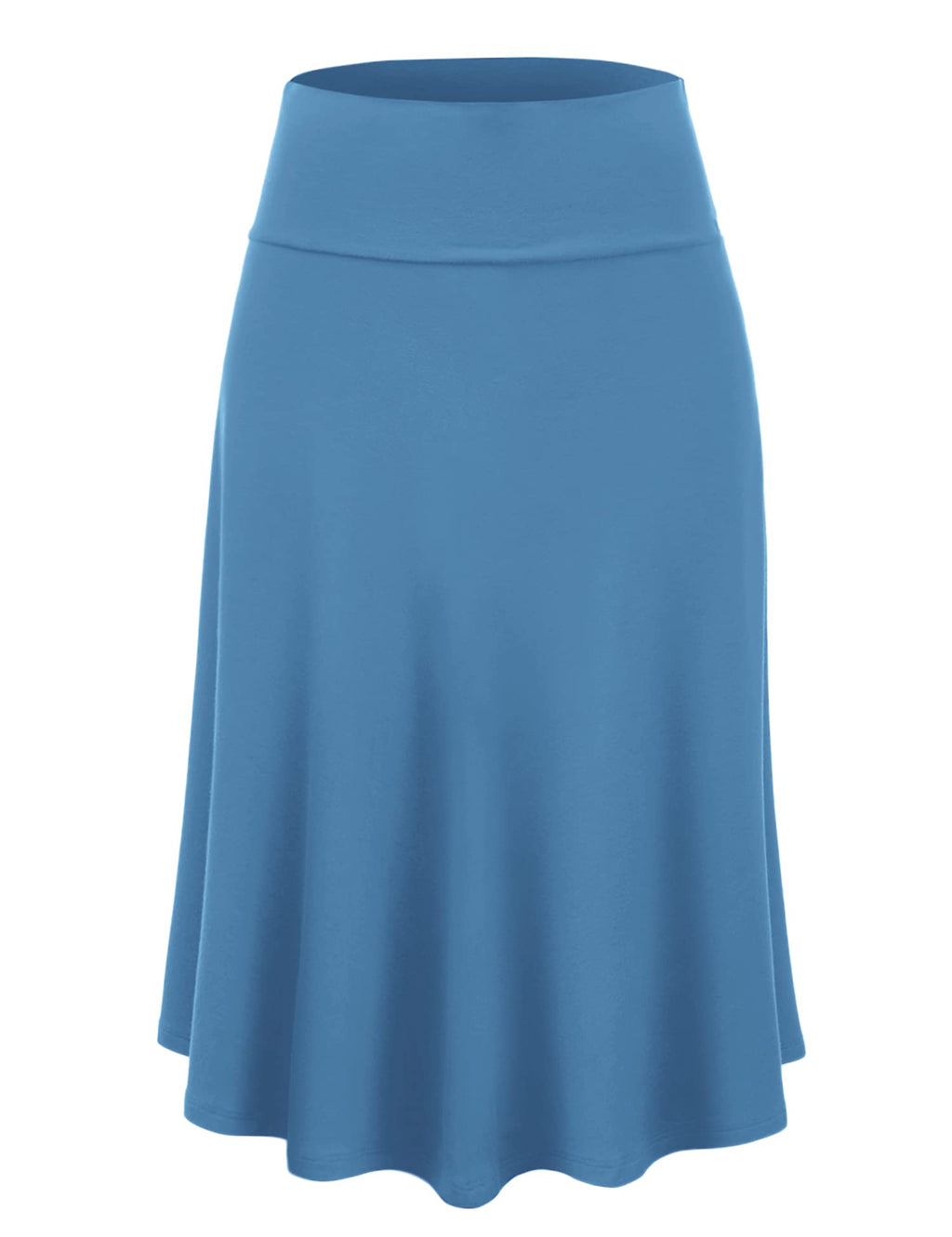 Lock and Love Women's Solid Ombre Lightweight Flare Midi Pull On Closure Skirt S-XXXL Plus Size