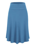 Lock and Love Women's Solid Ombre Lightweight Flare Midi Pull On Closure Skirt S-XXXL Plus Size