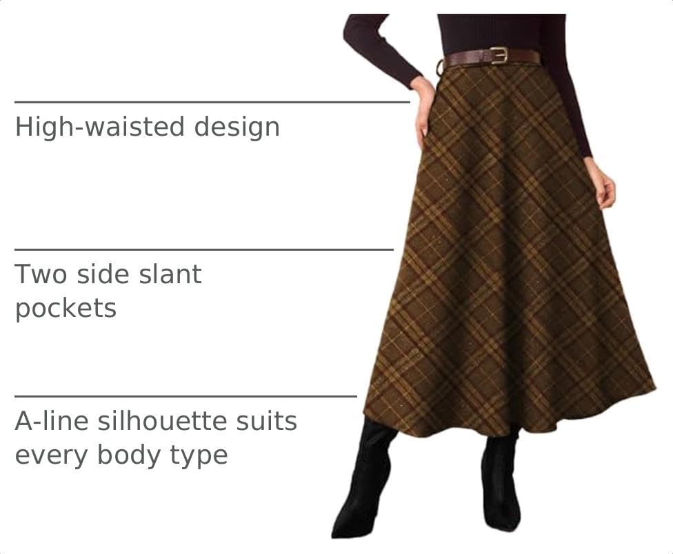 Pink Queen Plaid Skirts for Women A Line High Waist Flared Tartan Skirts