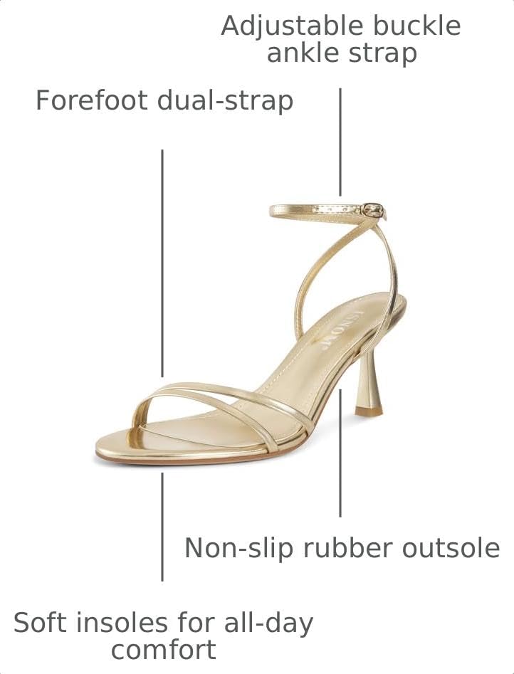 ISNOM Womens Sandals with Round Toe Ankle Strap