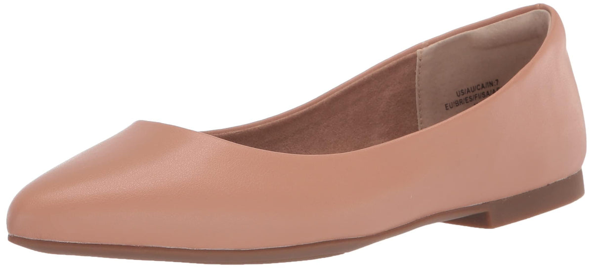 Amazon Essentials Women's Cushioned Pointed-Toe Ballet Flat, Slip-on Non-Slip Work Shoes Regular and Wide Widths
