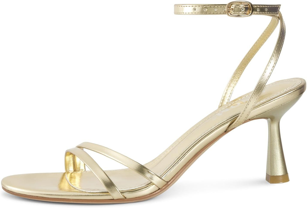 ISNOM Womens Sandals with Round Toe Ankle Strap