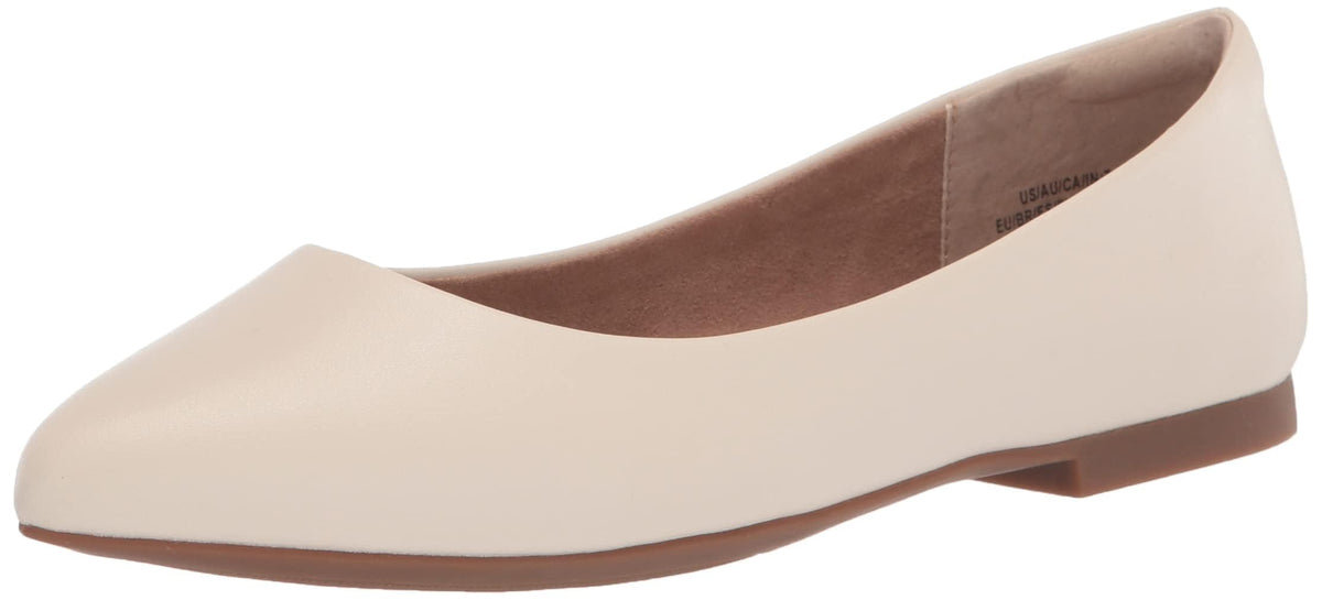 Amazon Essentials Women's Cushioned Pointed-Toe Ballet Flat, Slip-on Non-Slip Work Shoes Regular and Wide Widths