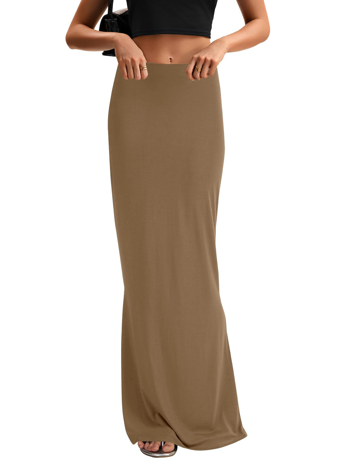 KIFOVEN Women's High Waist Elastic Flare Sexy Bodycon Basic Slim Maxi Skirt