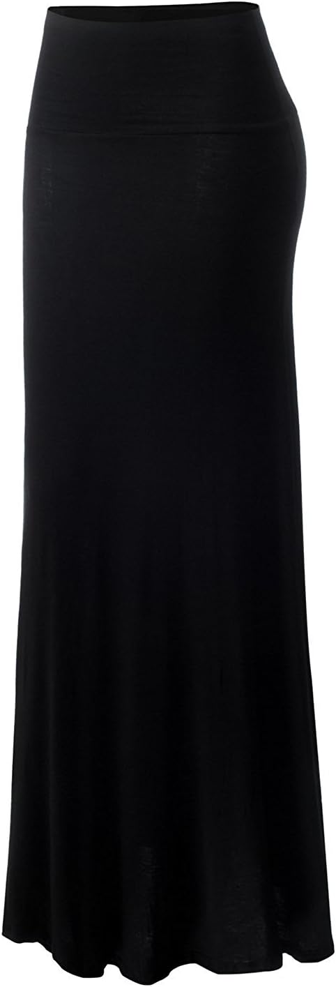 URBAN K Womens Basic Foldable High Waist Regular and Plus Size Maxi Skirts