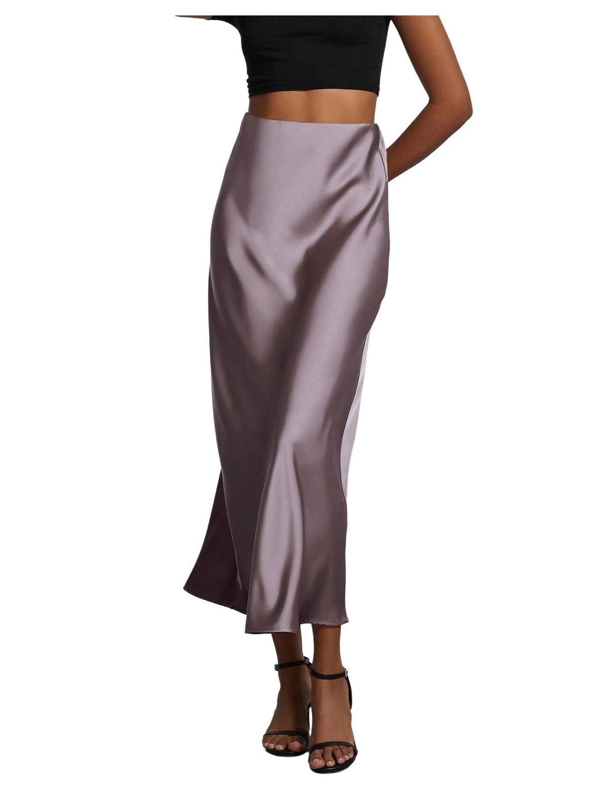 SHENHE Women's Satin Maxi High Waisted A Line Fishtail Skirt