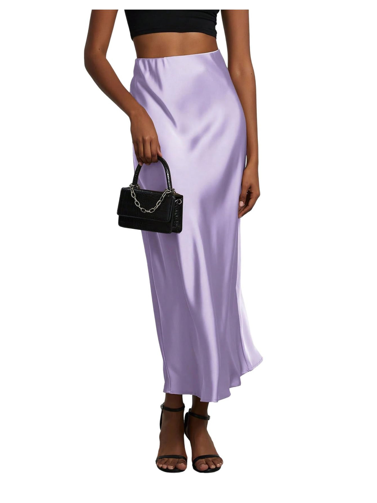 SHENHE Women's Satin Maxi High Waisted A Line Fishtail Skirt