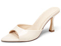 Coutgo Womens Kitten Heel Sandals Heeled Mules Pointed Open Toe High Heels