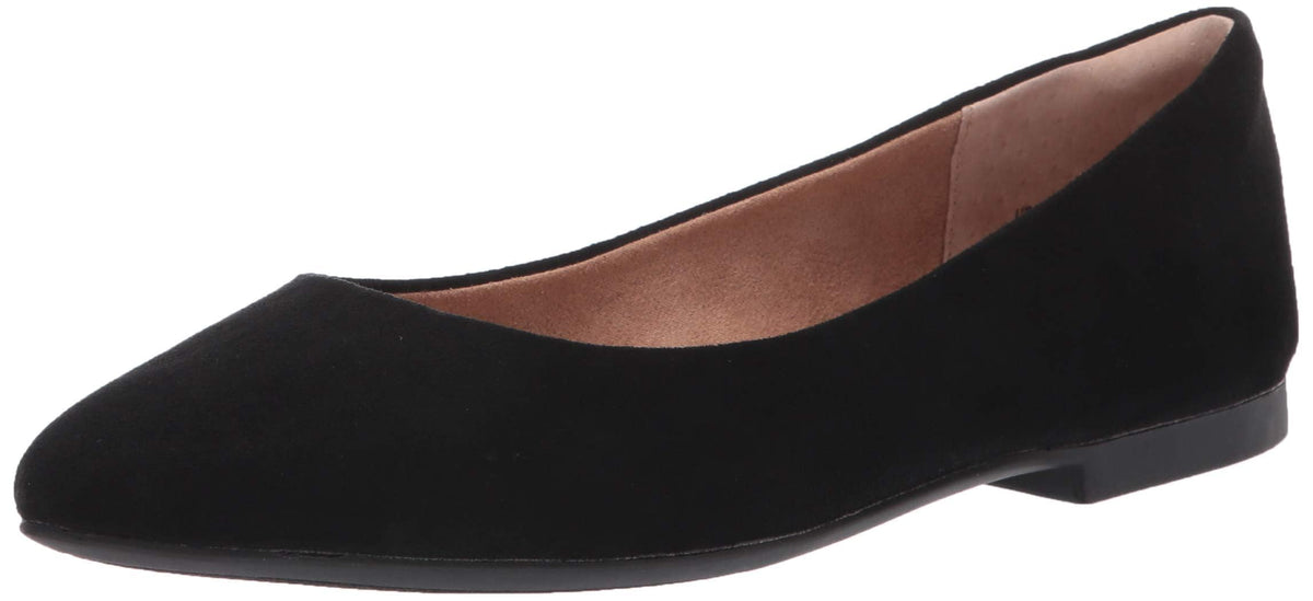 Amazon Essentials Women's Cushioned Pointed-Toe Ballet Flat, Slip-on Non-Slip Work Shoes Regular and Wide Widths