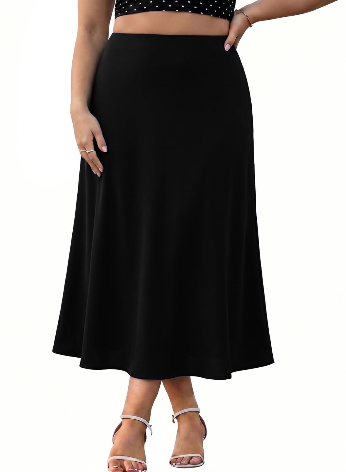 Eytino Women Plus Size Polka Dot Maxi Skirts