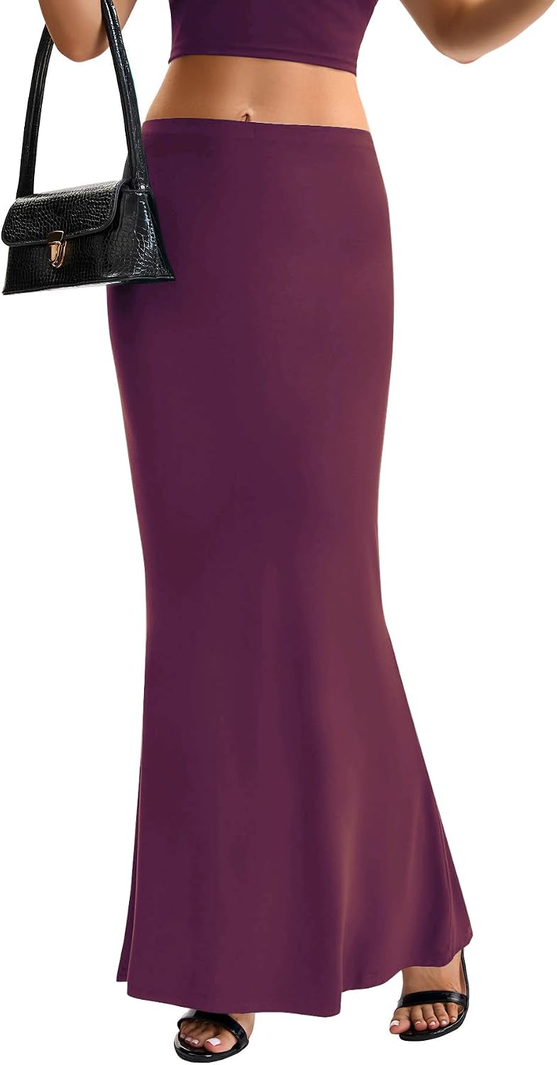 KIFOVEN Women's High Waist Elastic Flare Sexy Bodycon Basic Slim Maxi Skirt