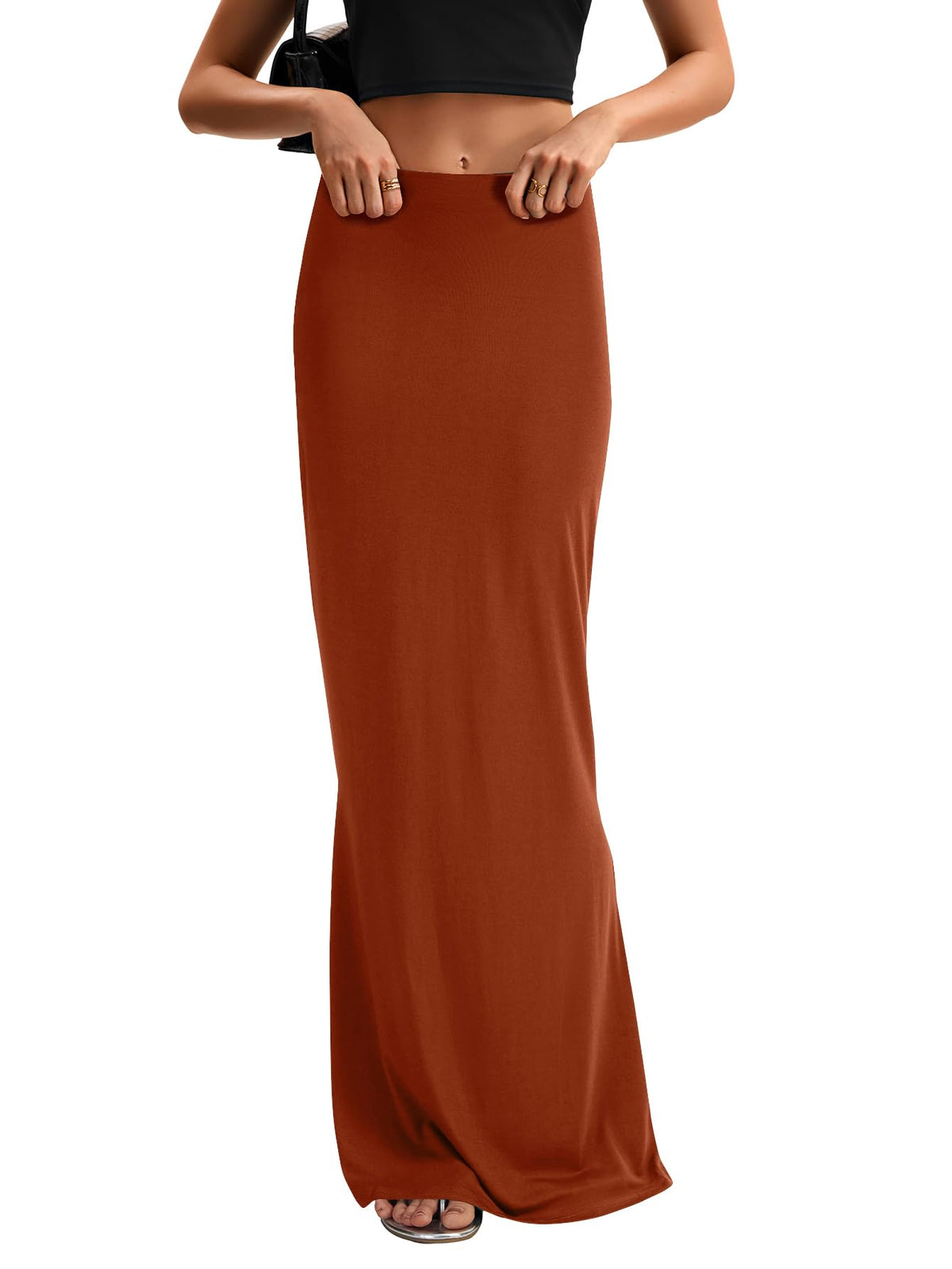KIFOVEN Women's High Waist Elastic Flare Sexy Bodycon Basic Slim Maxi Skirt