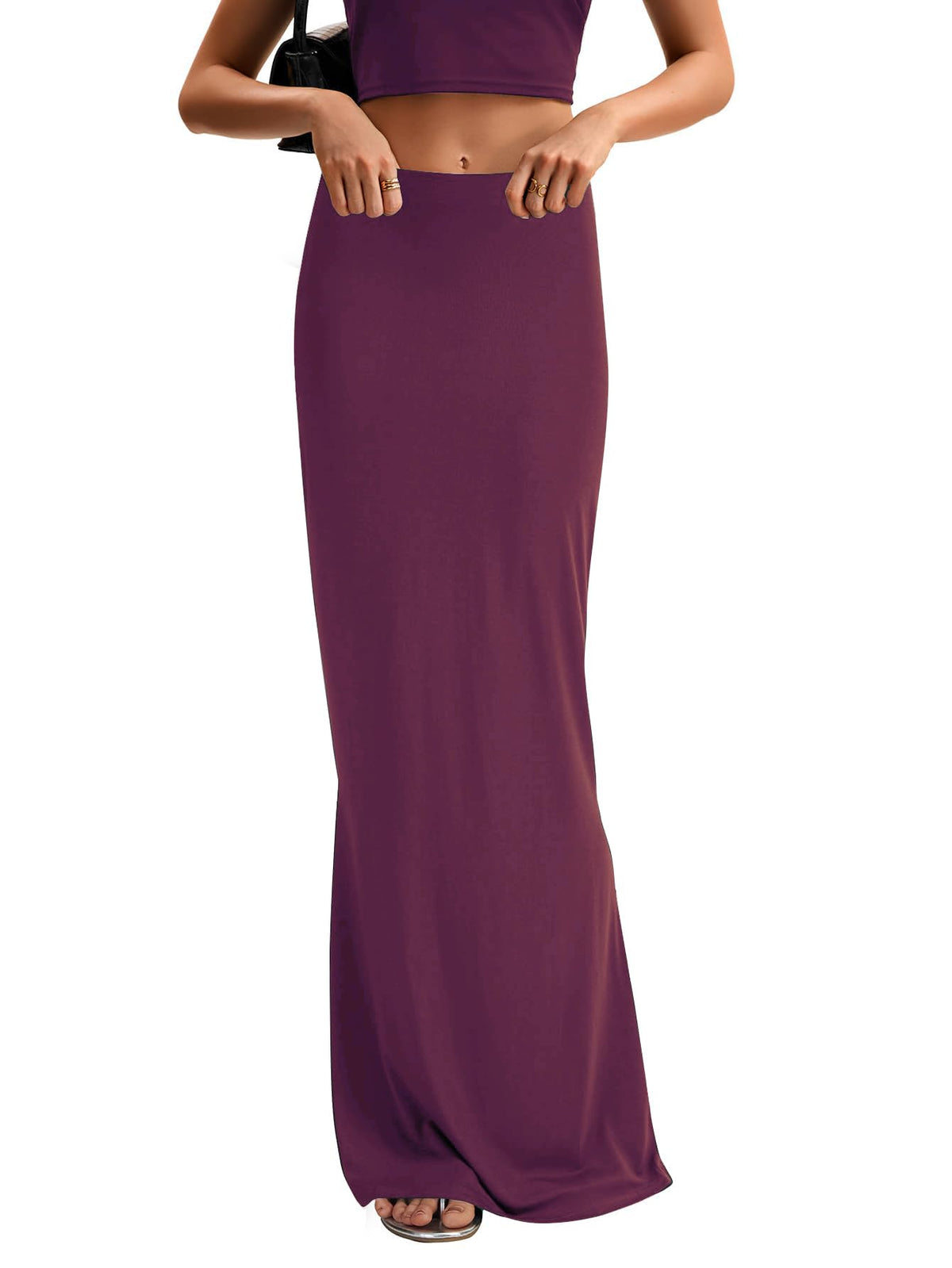 KIFOVEN Women's High Waist Elastic Flare Sexy Bodycon Basic Slim Maxi Skirt