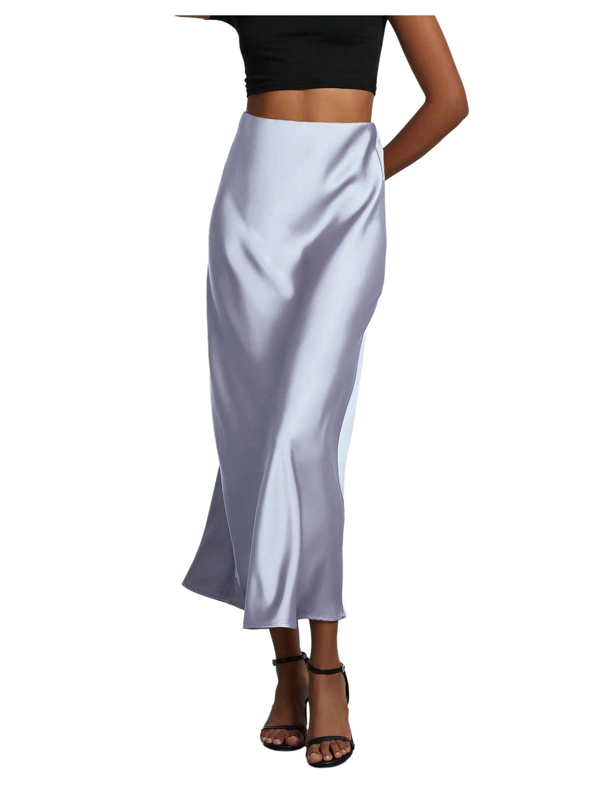 SHENHE Women's Satin Maxi High Waisted A Line Fishtail Skirt