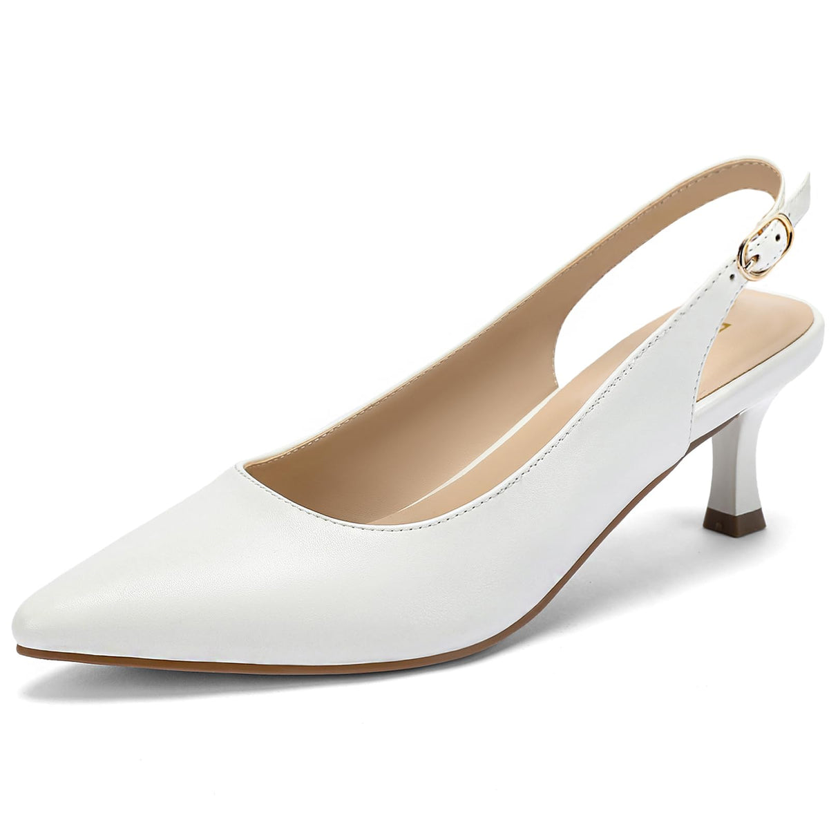 DOBOLIN Womens Slingback Kitten Heels Pointed Toe Low Heel Pumps