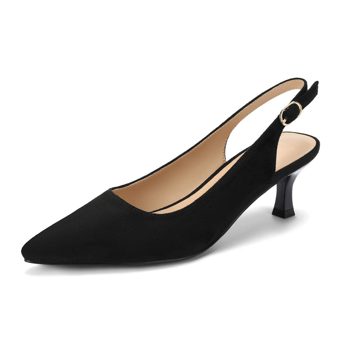 DOBOLIN Womens Slingback Kitten Heels Pointed Toe Low Heel Pumps
