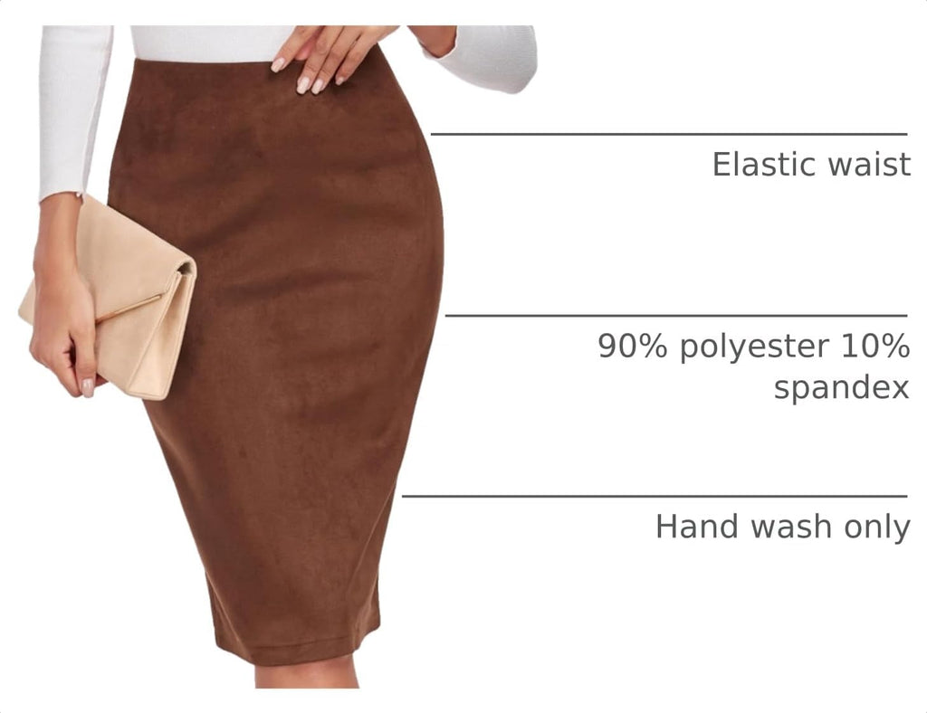 ODCOCD Women's Faux Suede Pencil Skirt