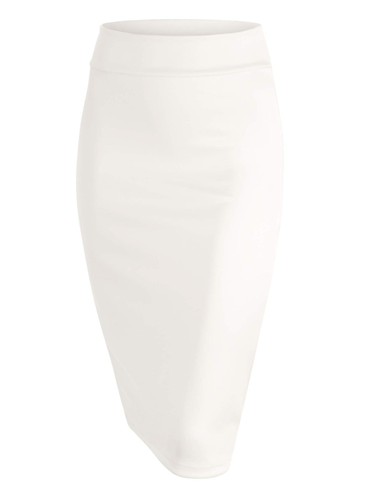 Made By Johnny Women's Premium Scuba Stretch High Waist Pencil Skirt Below Knee for Office Wear