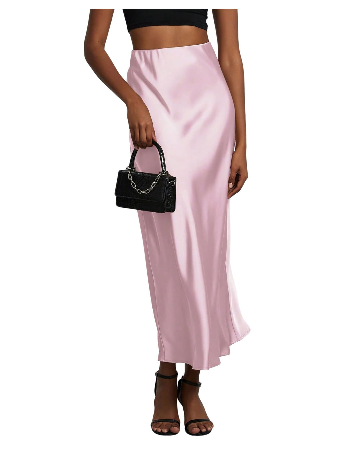 SHENHE Women's Satin Maxi High Waisted A Line Fishtail Skirt