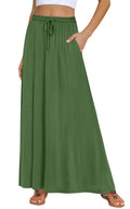 DB MOON Womens Maxi Skirt 2026 Casual Flowy Elastic High Waist Long Skirts with Pockets
