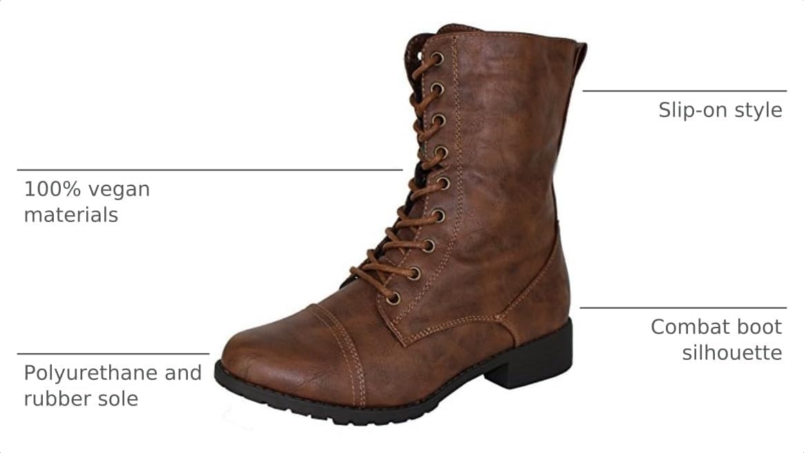 Forever Link Womens Round Toe Military Lace Up Knit Ankle Cuff Low Heel Combat Boots