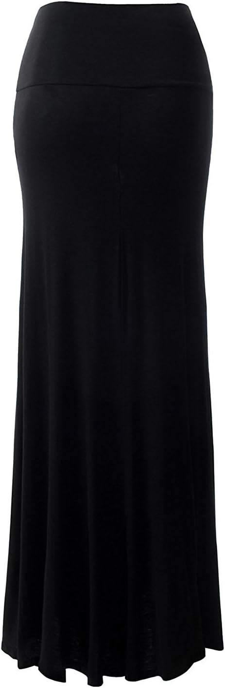 URBAN K Womens Basic Foldable High Waist Regular and Plus Size Maxi Skirts