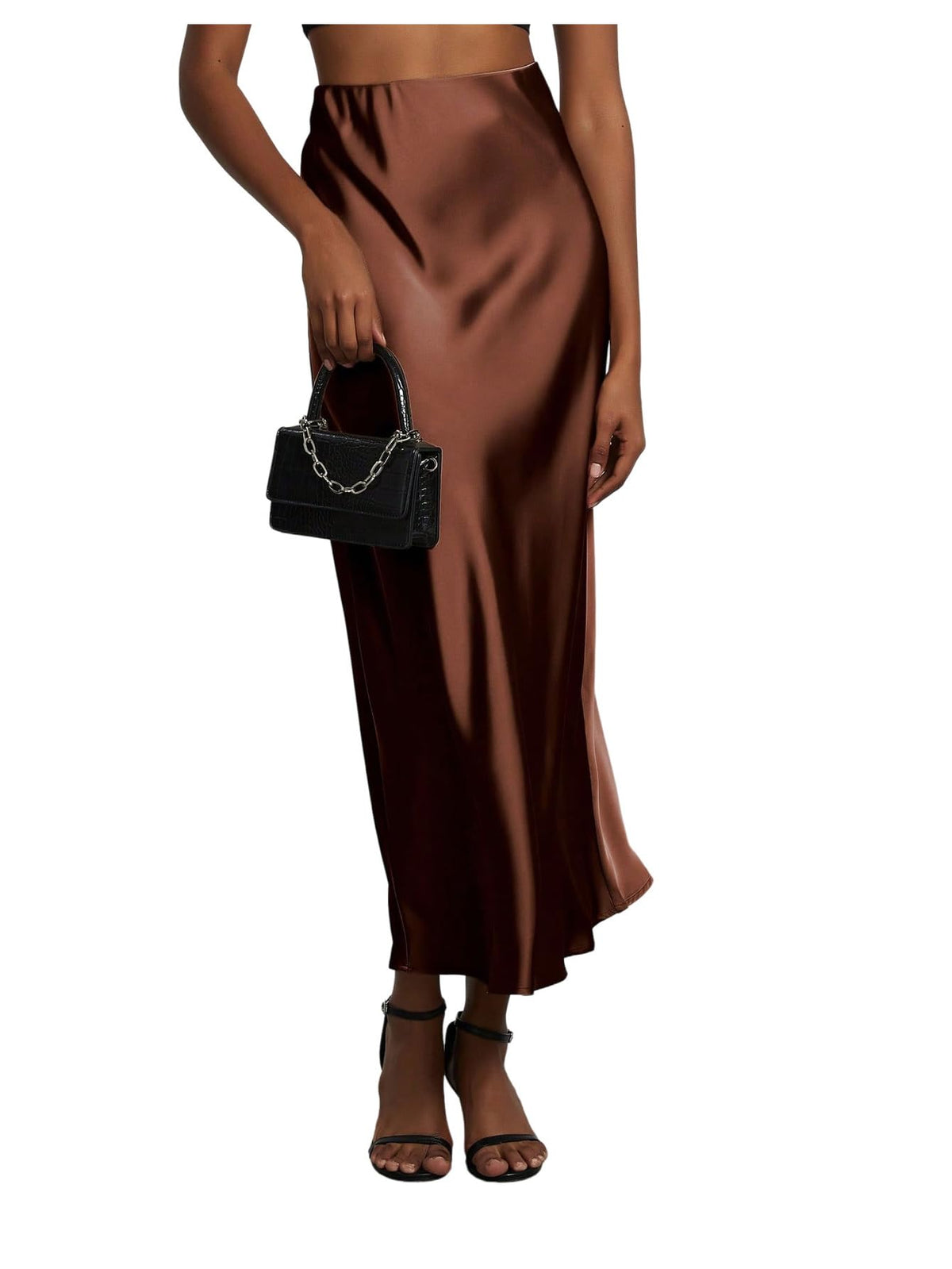 SHENHE Women's Satin Maxi High Waisted A Line Fishtail Skirt