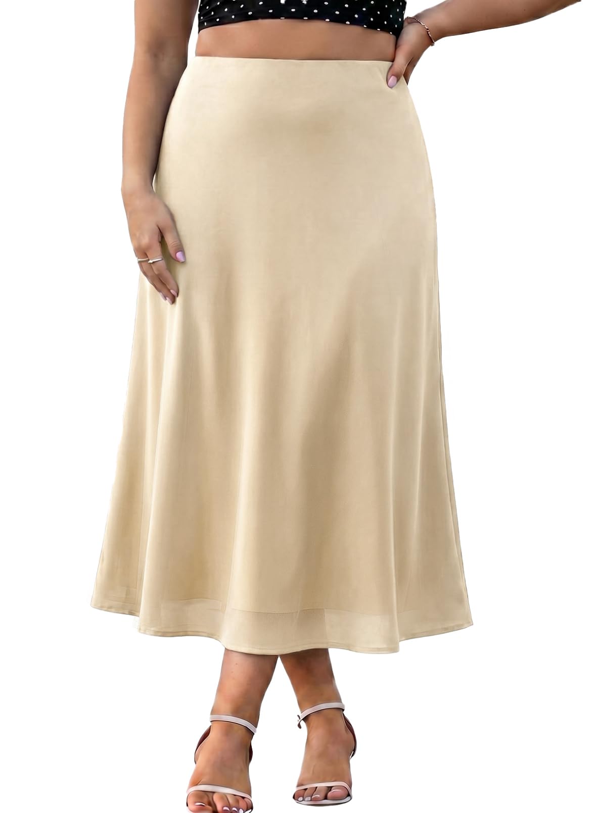 Eytino Women Plus Size Polka Dot Maxi Skirts