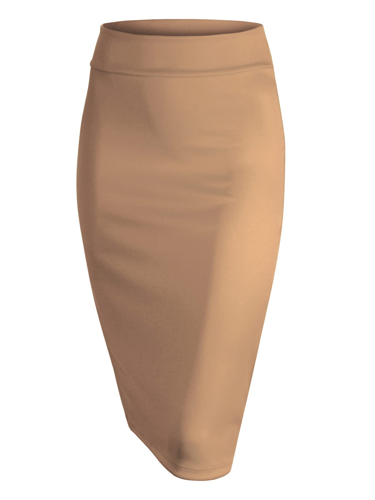 Made By Johnny Women's Premium Scuba Stretch High Waist Pencil Skirt Below Knee for Office Wear