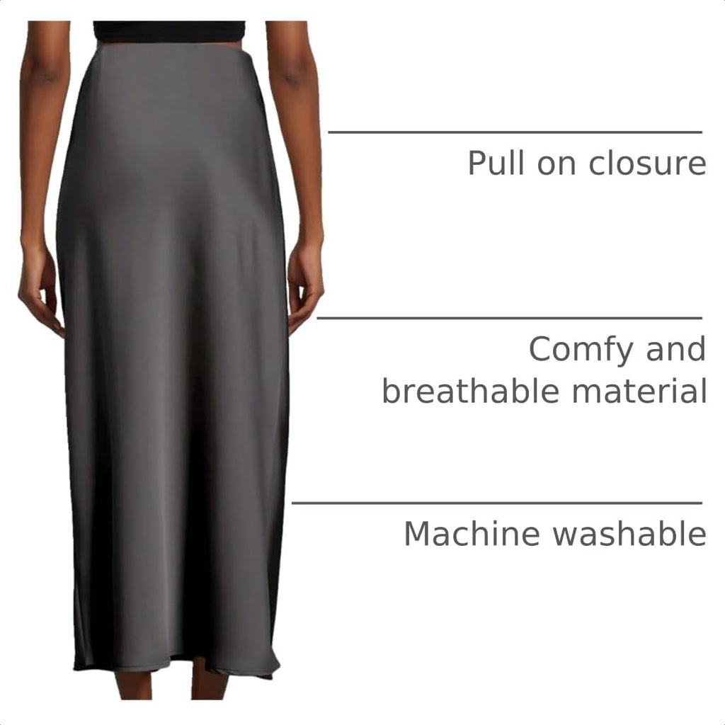 SHENHE Women's Satin Maxi High Waisted A Line Fishtail Skirt