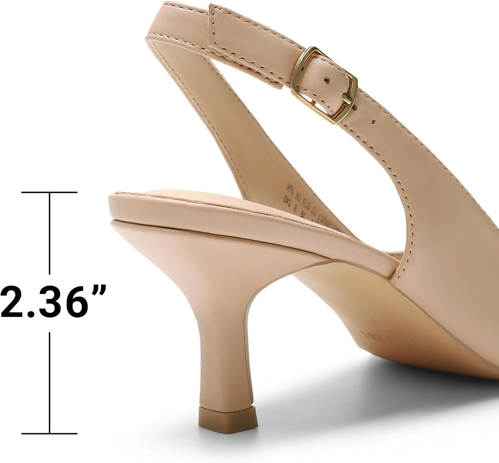 DREAM PAIRS Women's Kitten Slingback Heels Pumps