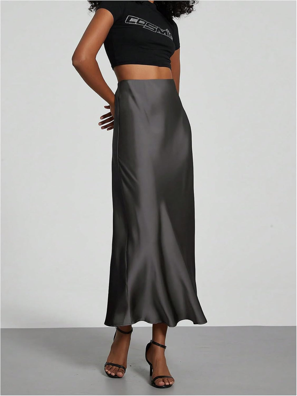 SHENHE Women's Satin Maxi High Waisted A Line Fishtail Skirt
