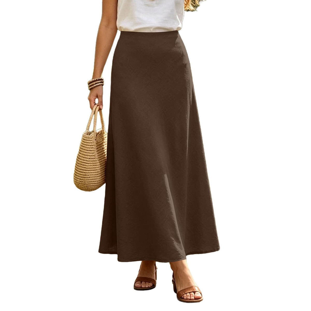 Women's Linen Maxi Skirt High Waisted Long Skirts for Women