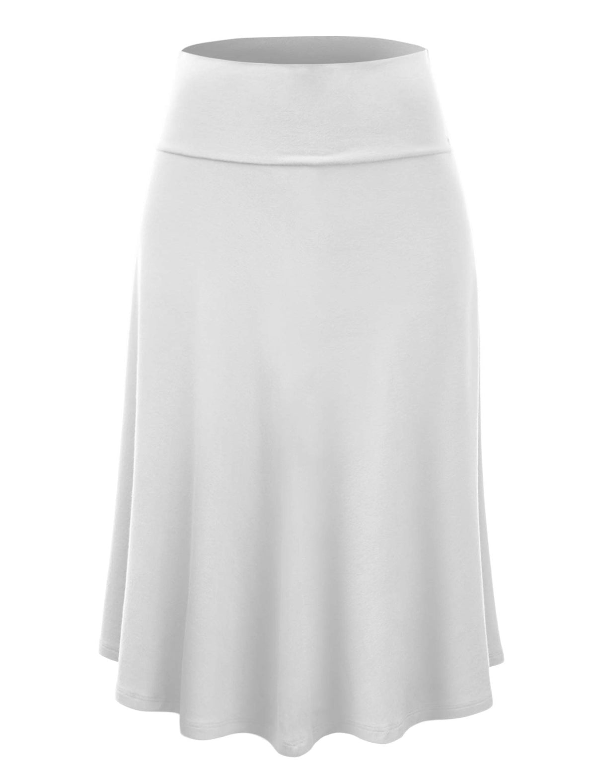 Lock and Love Women's Solid Ombre Lightweight Flare Midi Pull On Closure Skirt S-XXXL Plus Size