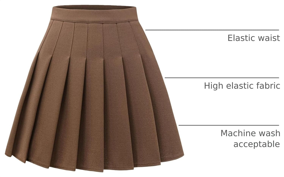 DRESS NICES Women Pleated Skirt A-Line Short Mini Basic Skirt School Uniform Cheerleader Skirts Skater Skirt