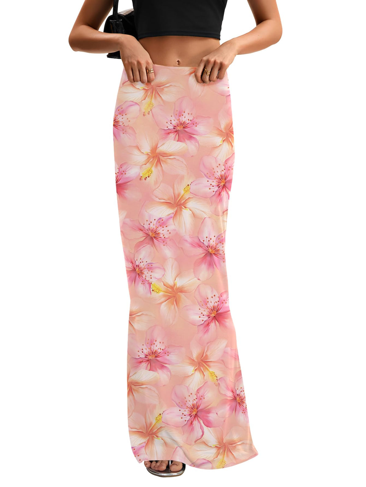 KIFOVEN Women's High Waist Elastic Flare Sexy Bodycon Basic Slim Maxi Skirt