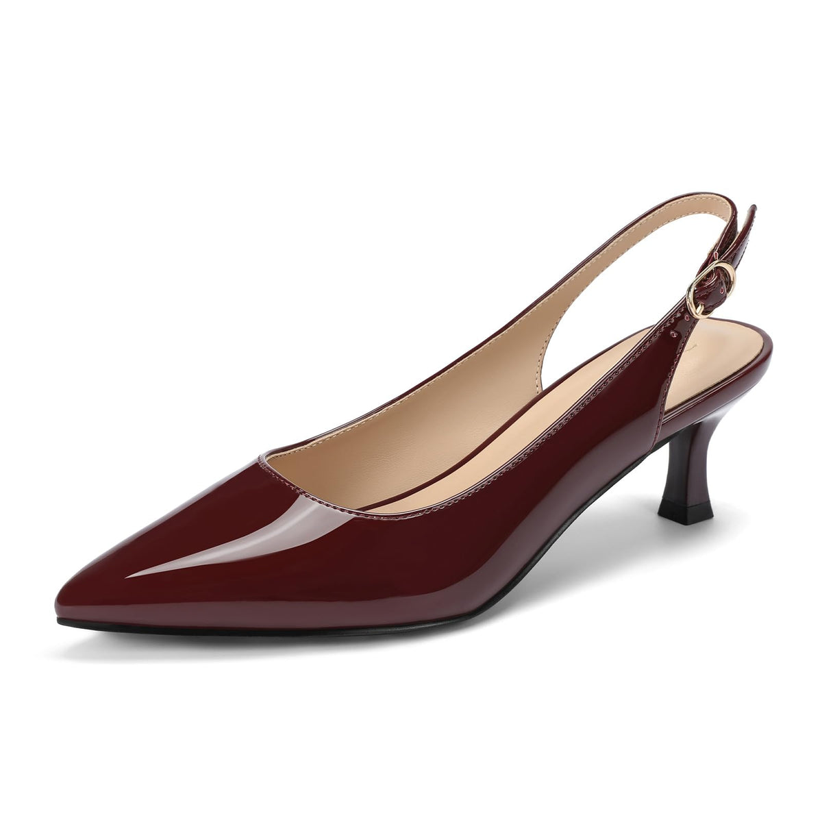 DOBOLIN Womens Slingback Kitten Heels Pointed Toe Low Heel Pumps