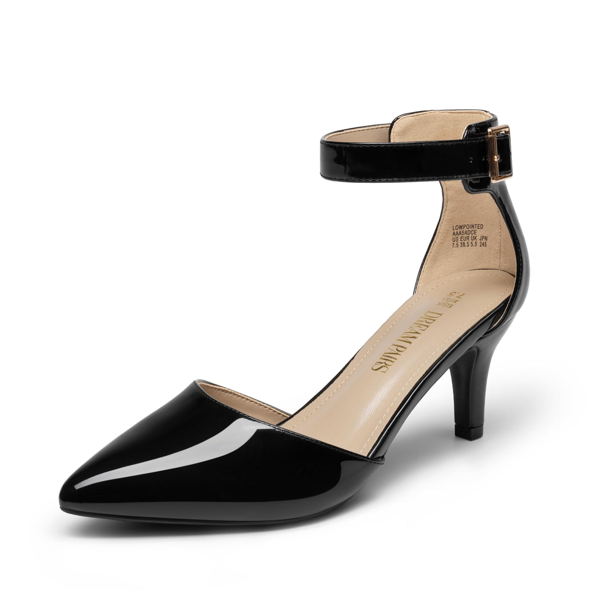 DREAM PAIRS Women's Kitten Heels Ankle Strap Pumps