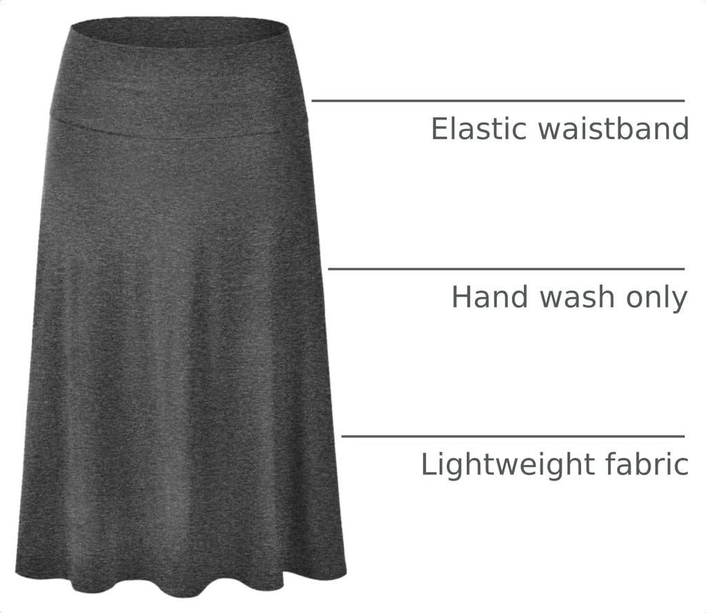 EIMIN Women's Solid Flared Lightweight Elastic Waist Classic Midi Skirt (S-3XL)